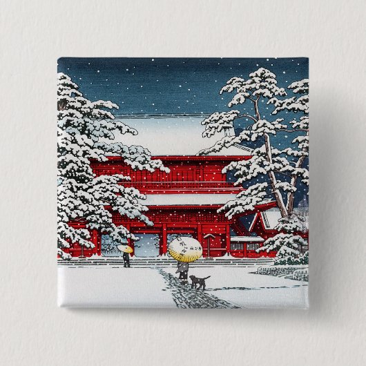 Coole japanische Wintertempel-Schrein-Kyoto-Landsc Button (Vorderseite)