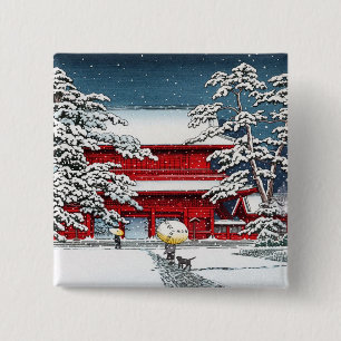 Coole japanische Wintertempel-Schrein-Kyoto-Landsc Button