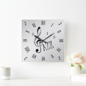 Coole Jazz-römische Zahlen Quadratische Wanduhr (Zuhause)