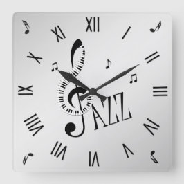 Coole Jazz-römische Zahlen Quadratische Wanduhr