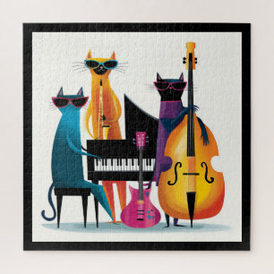 Coole Jazzkatzen Musiker Band Puzzle