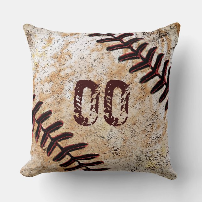 Coole Jersey-Nummer oder Monogramm-Baseballpilz Kissen (Vorderseite)
