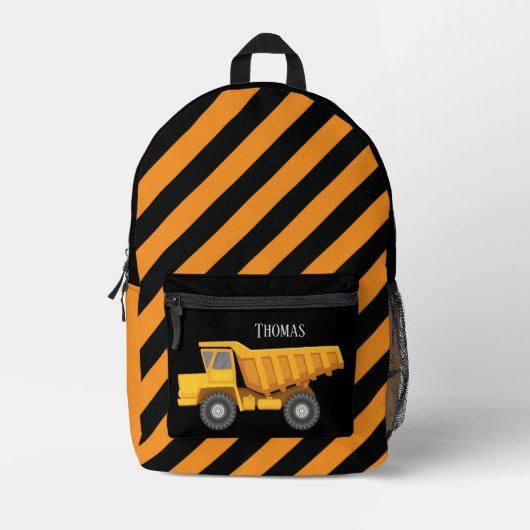 Coole Jungen Bauabschleppwagen Name Bedruckter Rucksack (Vorderseite)