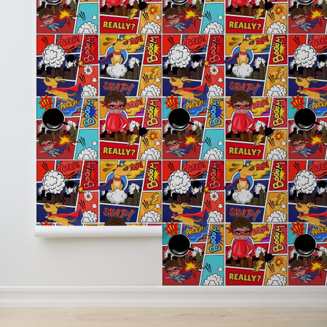 Coole Jungen Comic Pop gekachelt Tapete (Anwendung)