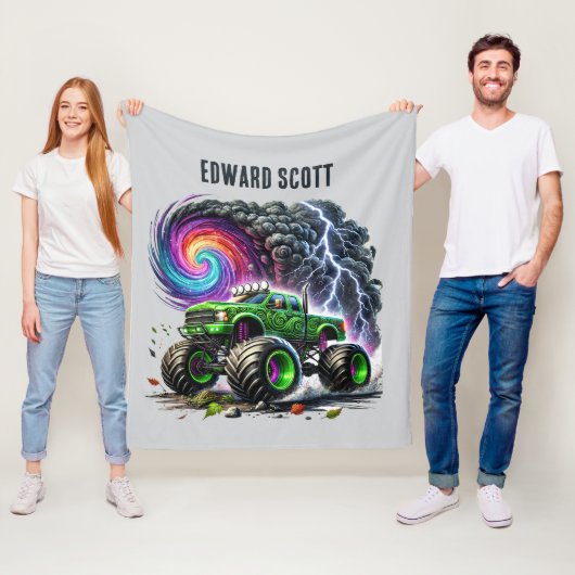 Coole Jungen Monster-LKW geben Namen Fleecedecke (Beispiel)