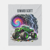 Coole Jungen Monster-LKW geben Namen Fleecedecke (Vorderseite)