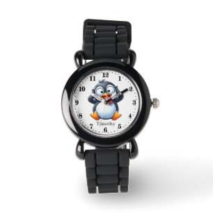 Coole Jungen Pinguin geben den Namen Armbanduhr
