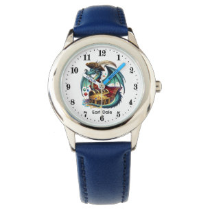 Coole Jungen Pirat Drache Name hinzufügen  Armbanduhr