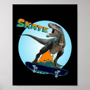 Coole Jungen Skateboarding T Rex Dinosaur Skateboa Poster