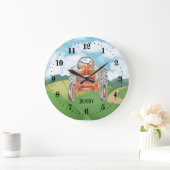 coole Jungen Traktorfreunde geben Namen Große Wanduhr (Zuhause)