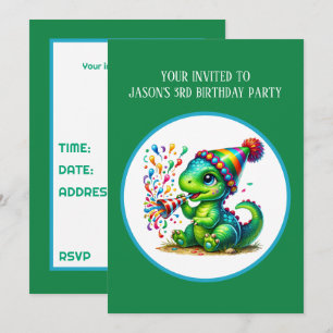 Coole Jungs-Dinosaurier-Party Text hinzufügen Einladung