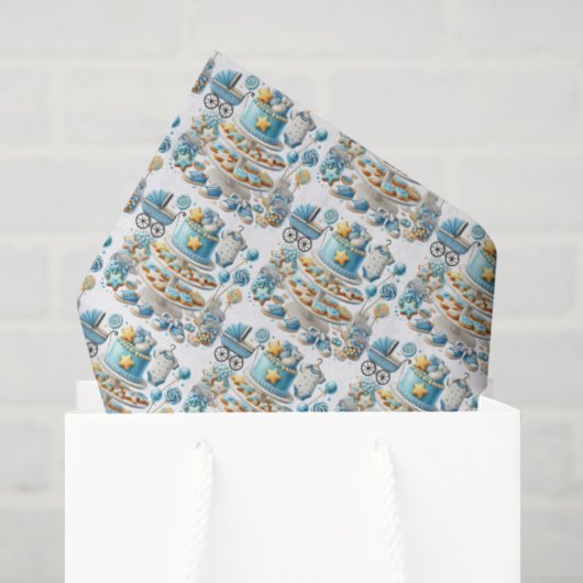 Coole Jungs gekacheltes Babyshower-Muster Seidenpapier (Geschenktüte)