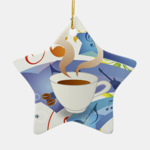 Coole Kaffee-Weihnachtsverzierung Keramik Ornament