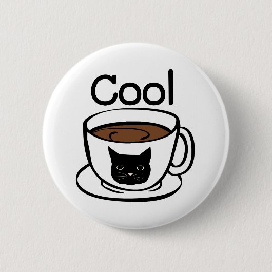 Coole Kaffeekatze mit niedlicher Anführungskunst Button (Vorderseite)