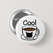 Coole Kaffeekatze mit niedlicher Anführungskunst Button (Vorne & Hinten)