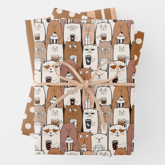 Coole Kaffeekatzen Packpapier Set 3 Geschenkpapier Set (Beispiel)