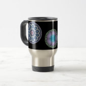 coole Kaleidoskop-Reise-Tasse des Blaus n rosa… Reisebecher (Vorderseite Links)