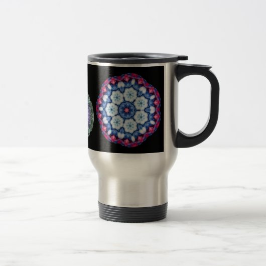 coole Kaleidoskop-Reise-Tasse des Blaus n rosa… Reisebecher (Rechts)