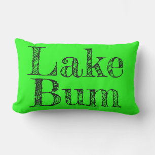 coole Kalkgrün und schwarz LAKE BUM Typografie Lendenkissen