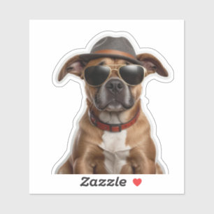 Coole Kanine: Hunde mit Hut und Sonnenbrille-Aufkl Aufkleber