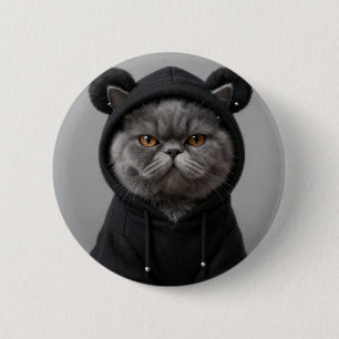 Coole Kapuzenkatze Grumpy Graue Katze Streetwear A Button