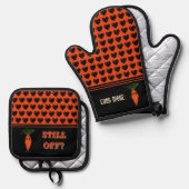 Coole Karottensammlung Ofenhandschuh & Topflappen-Set (Vorderseite/Rückseite)