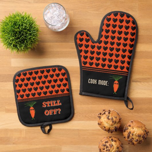 Coole Karottensammlung Ofenhandschuh & Topflappen-Set (Oben Unten)