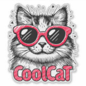 Coole Katze 1 Aufkleber (Vorderseite)