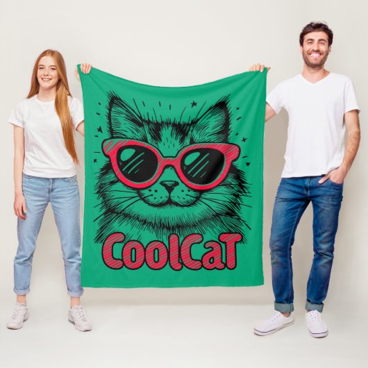 Coole Katze 1 Fleecedecke (Beispiel)