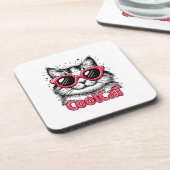 Coole Katze 1 Getränkeuntersetzer (Linke Seite)
