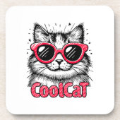 Coole Katze 1 Getränkeuntersetzer (Vorderseite)