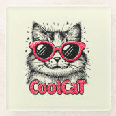 Coole Katze 1 Glasuntersetzer (Vorderseite)