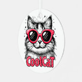 Coole Katze 1 Ornament Aus Metall (Vorderseite links)