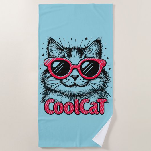 Coole Katze 1 Strandtuch (Vorderseite)