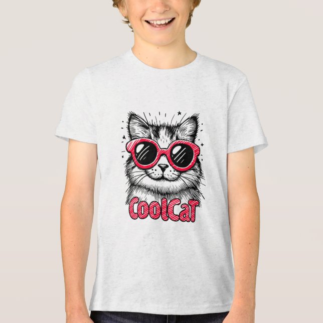 Coole Katze 1 Tri-Blend Shirt (Vorderseite)
