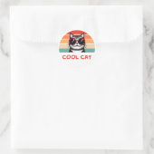 Coole Katze 2 Runder Aufkleber (Tasche)