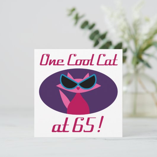 Coole Katze 65. Geburtstag Karte (Stehend Vorderseite)