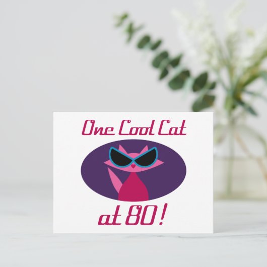 Coole Katze 80. Geburtstag Postkarte (Stehend Vorderseite)