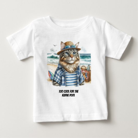 Coole Katze am Strand Baby T-shirt (Vorderseite)