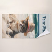 Coole Katze am Strand mit Sonnenbrille und Hut - Badehandtuch (Badehandtuch)
