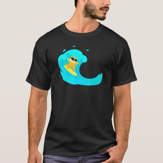Coole Katze auf Surfbretter T-Shirt (Vorderseite)