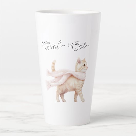 Coole Katze Blush Rosa Schal Milchtasse (Vorderseite)