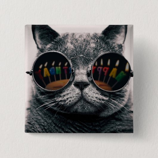 Coole Katze | Button | Happy Birthday Cat (Vorderseite)