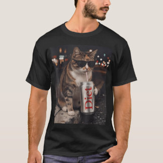 Coole Katze, die Diät-Limonade trinkt, lustiges Me T-Shirt