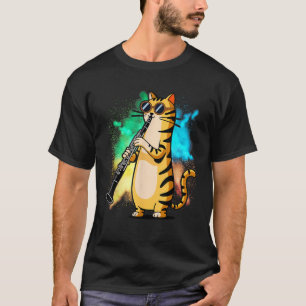 Coole Katze, die Klarinette spielt, Design Hippy H T-Shirt