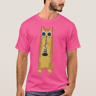 Coole Katze, die Klarinette spielt, Hippy-Hipster- T-Shirt