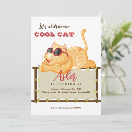Coole Katze Einladung (Stehend Vorderseite)