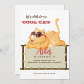 Coole Katze Einladung (Vorne/Hinten)