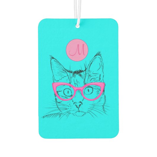 Coole Katze für Katzen Liebhaber Girly Mit Monogra Autolufterfrischer (Rückseite)