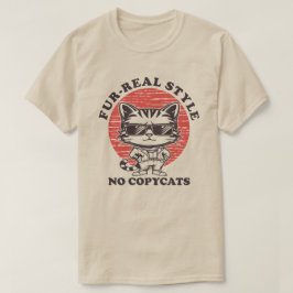 Coole Katze Fur-realer Stil Keine Copycats Vintag T-Shirt